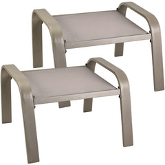 Outdoor Patio Ottoman Set of 2 – Textilene Footstools with Steel Frame