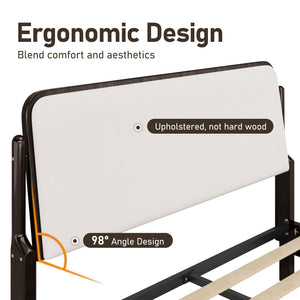 Queen Bed Frame with Upholstered Headboard
