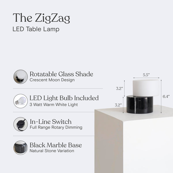 Marble Base Dimmable LED Table Lamp with Frosted Glass Shade