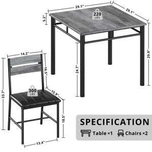2-Person Dining Table Set with Upholstered Chairs