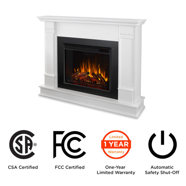 48" Electric Fireplace with Mantel – White