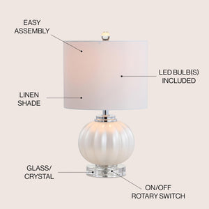 17.5" Ribbed Glass Crystal Table Lamp