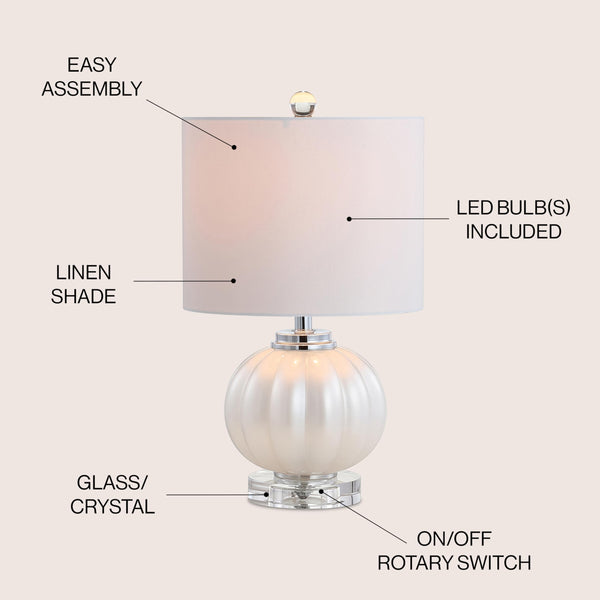 17.5" Ribbed Glass Crystal Table Lamp
