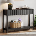 47" Fluted Console Table with Drawers & Open Shelf