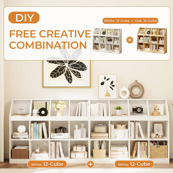 12-Cube Wooden Storage Bookcase