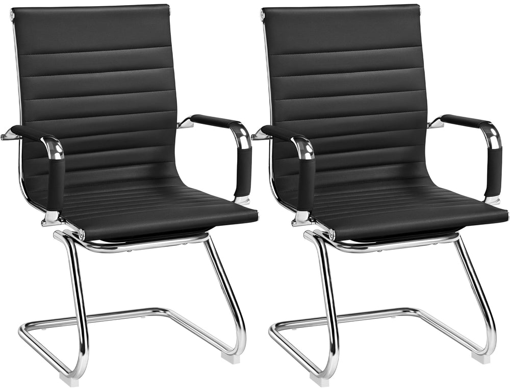 Mid-Back Faux Leather Reception Chair, Set of 2