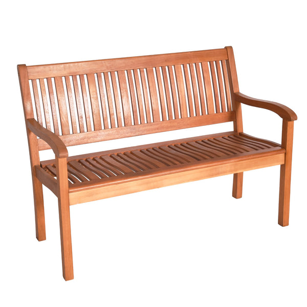50" Solid Wood Outdoor Bench with Backrest & Armrests