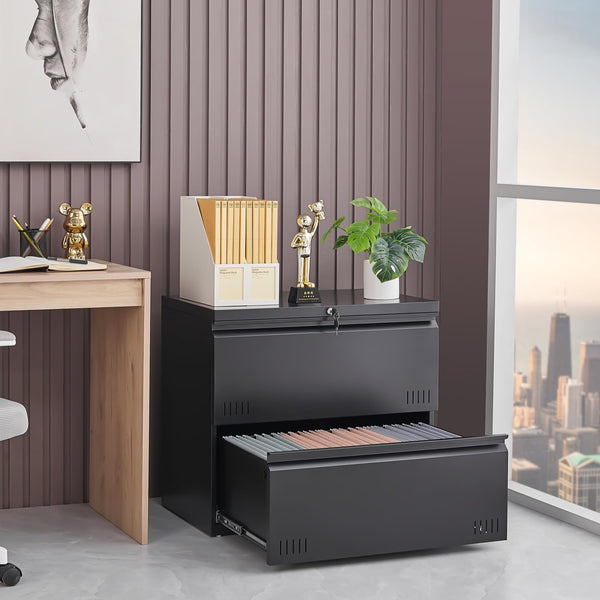 Metal Lateral File Cabinet with Lock – 2-Drawer Home Office Filing Cabinet