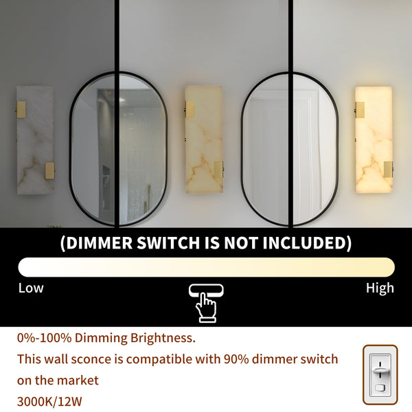 Modern Alabaster LED Wall Sconce with Dimmable Warm Light
