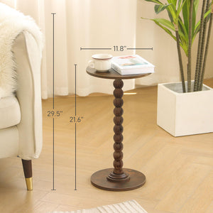 Round Side Table with Solid Wood Legs