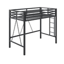 Twin Loft Bed with Metal Slats – Black