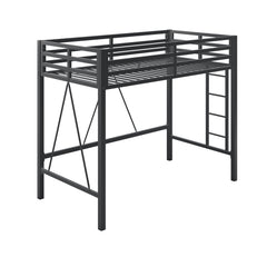 Twin Loft Bed with Metal Slats – Black
