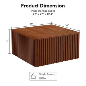 Fluted Square Coffee Table with Storage