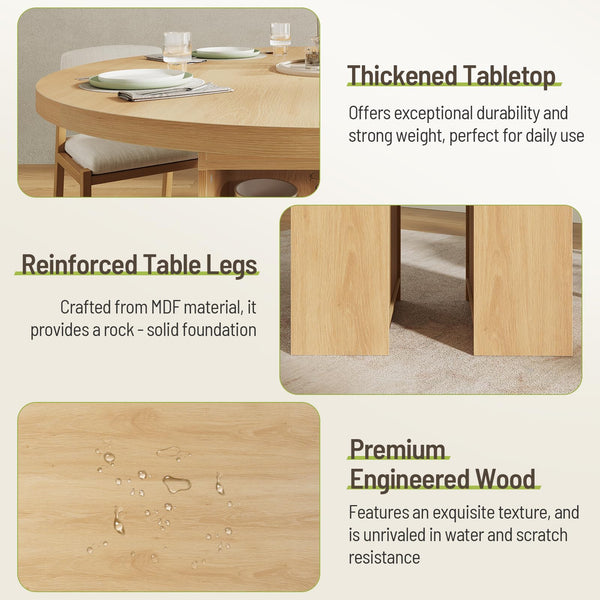 Extendable Dining Table with 3-Tier Storage Shelves & Pedestal Base