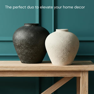 Large Round Ceramic Vase – Rustic Farmhouse Decor