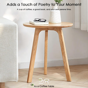 Solid Oak Round Side Table & Nightstand