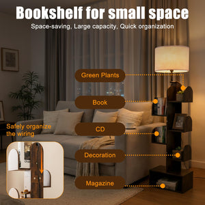 5-Tier Cactus Bookshelf Floor Lamp with Dimmable Lighting
