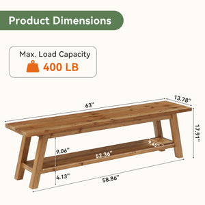 Solid Wood Entryway Bench with Shoe Storage Shelf