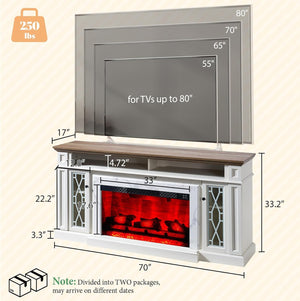 4-Piece Farmhouse Living Room Set with Electric Fireplace TV Stand