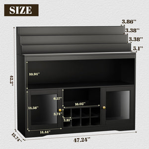 LED Wine Bar Cabinet with Liquor Display & Wine Rack
