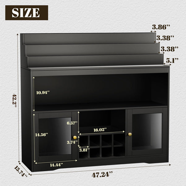 LED Wine Bar Cabinet with Liquor Display & Wine Rack