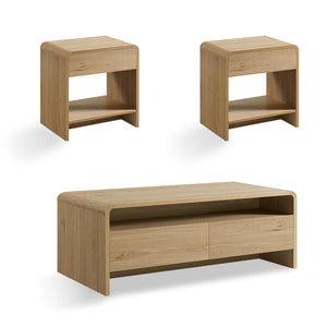 3-Piece Coffee Table & End Table Set with Storage