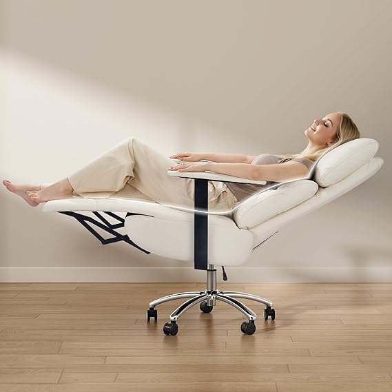 Reclining Office Chair with Footrest & Adjustable Headrest