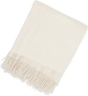 100% Pure Cashmere Throw Blanket with Decorative Fringe