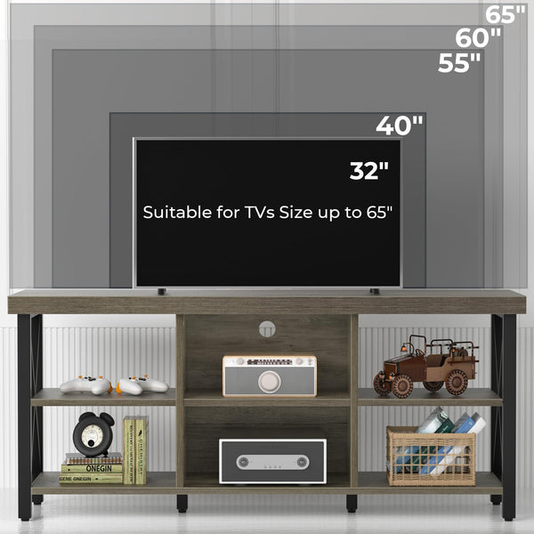 TV Stand for TVs up to 65 Inches – 6-Compartment Entertainment Center