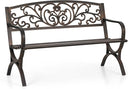 Cast Iron Outdoor Garden Bench with Backrest and Armrests