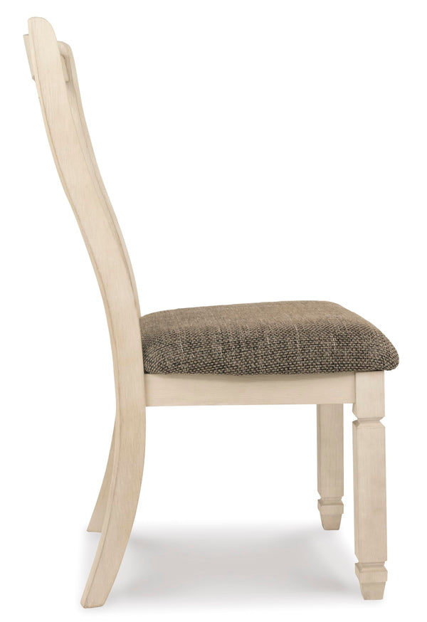 Antique White Upholstered Dining Chair Set of 2