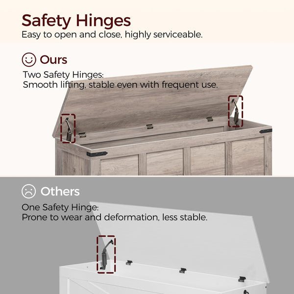Storage Chest with Safety Hinges — Toy Box & Entryway Shoe Bench