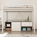 Twin Metal Loft Bed with Guardrail & Ladder