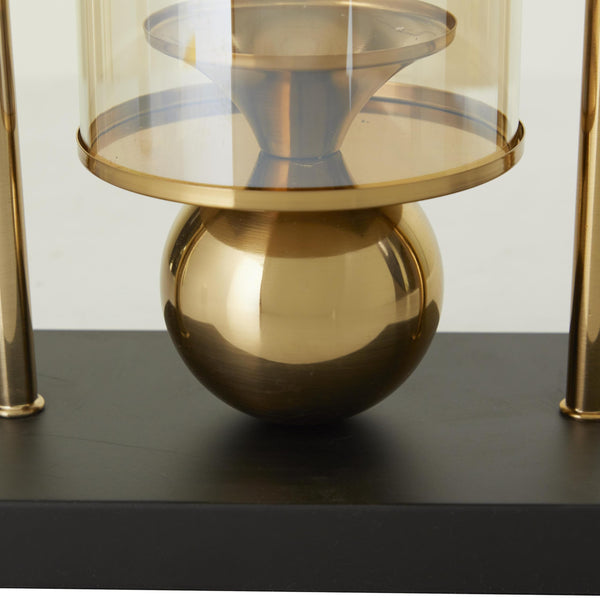 Gold Metal Hurricane Pillar Candle Holder