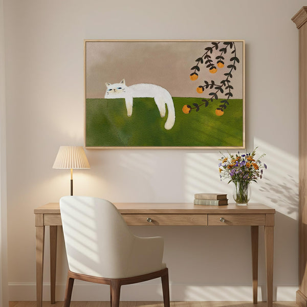 Framed Cat Canvas Wall Art 24x36 Inch