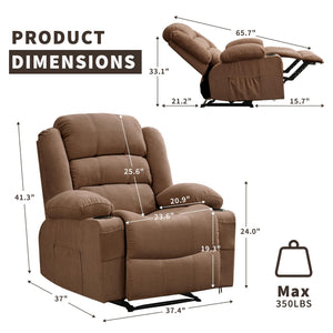 Large Recliner Chair – 3-Position Manual Reclining Chair with Cup Holders