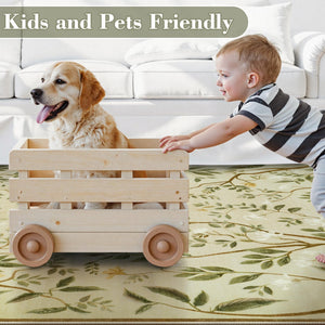5x7 Washable Area Rug – Floral Botanical Soft Non-Slip
