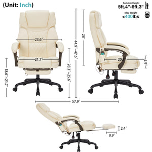 Massage Office Chair with Footrest, Heat & Recliner – 400 lbs Capacity