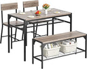 4-Piece Dining Table Set with Bench, 2 Chairs & Storage Rack