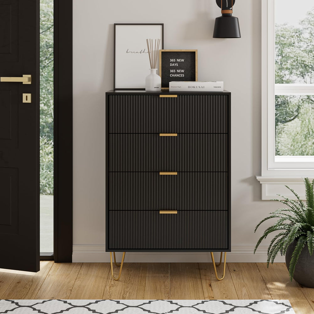 4-Drawer Dresser with Gold Metal Legs