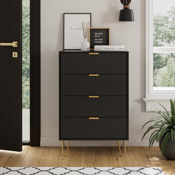 4-Drawer Dresser with Gold Metal Legs