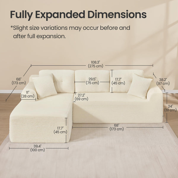 Modular Sectional Sofa with Left-Facing Chaise & Deep Seat