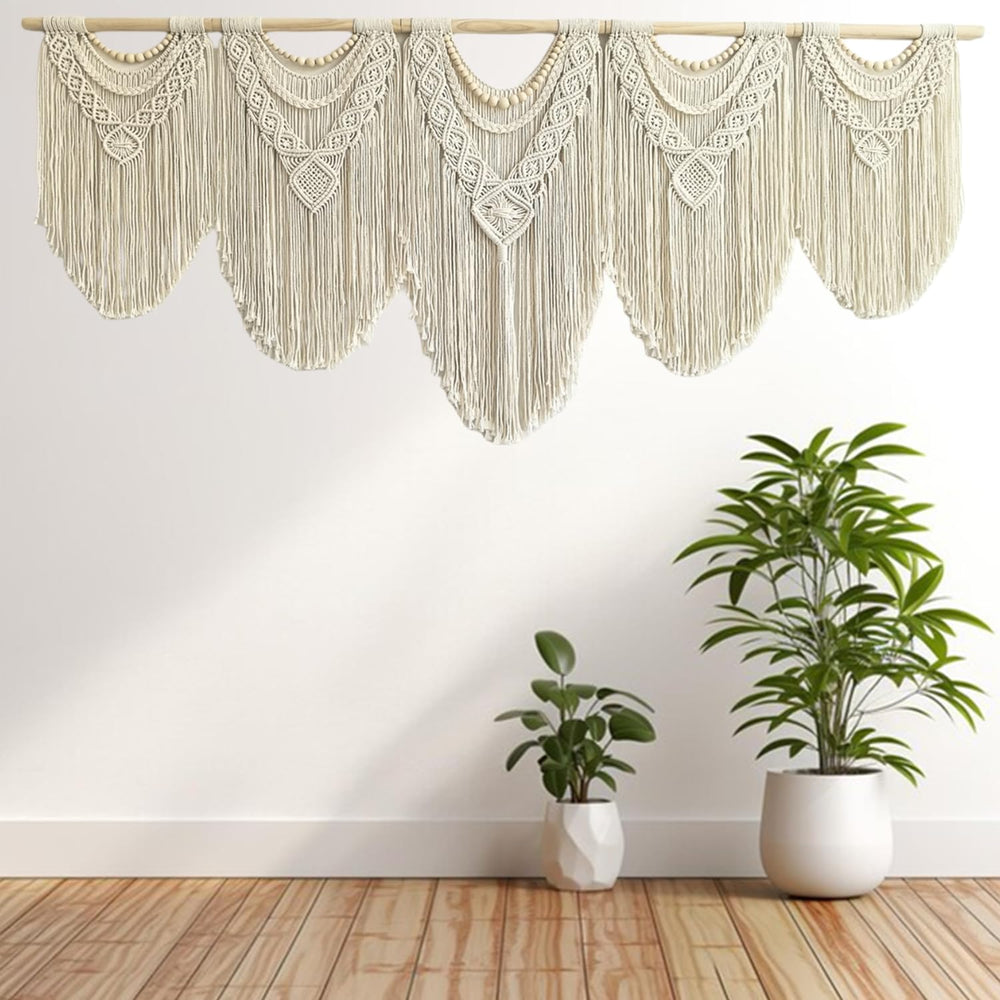 Extra Large Macrame Wall Hanging – 71"W x 32"H Boho Woven Tapestry