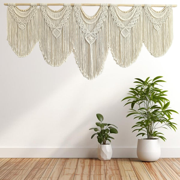 Extra Large Macrame Wall Hanging – 71"W x 32"H Boho Woven Tapestry