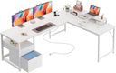L-Shaped Corner Desk 50 Inch with Side Bag and Reversible CPU Shelf
