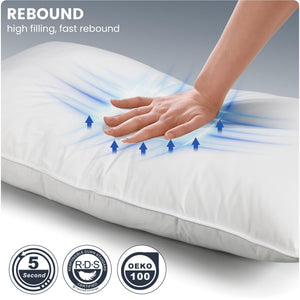 White Goose Down Pillow – 900 Fill Power, 700TC Cotton Shell