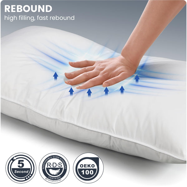 White Goose Down Pillow – 900 Fill Power, 700TC Cotton Shell