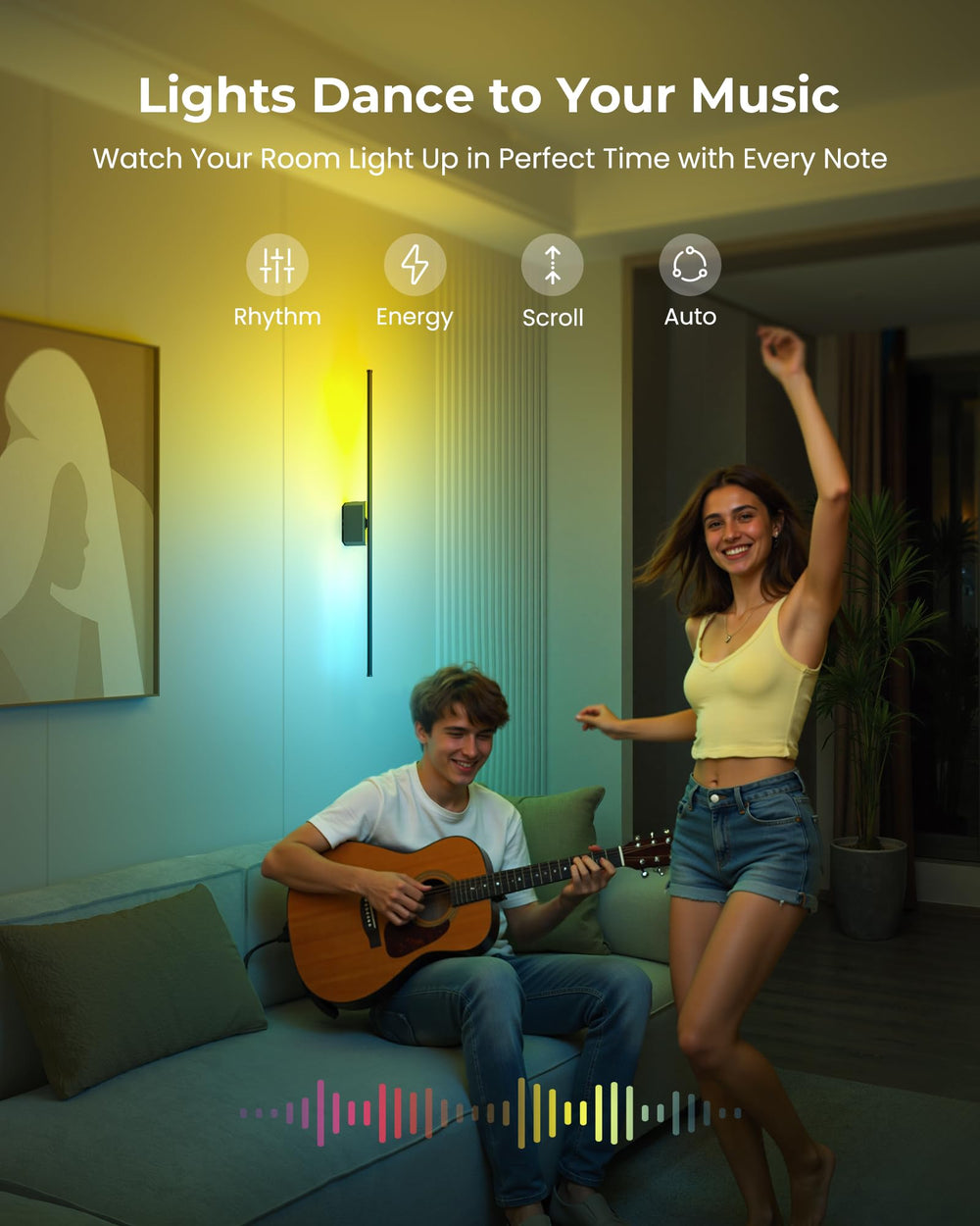 40-Inch Rechargeable Smart Wall Sconces Set of 2 with App & Remote Control