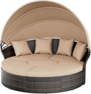 Outdoor Round Daybed with Retractable Canopy
