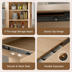 Extendable Round to Oval Dining Table with Storage Cabinet